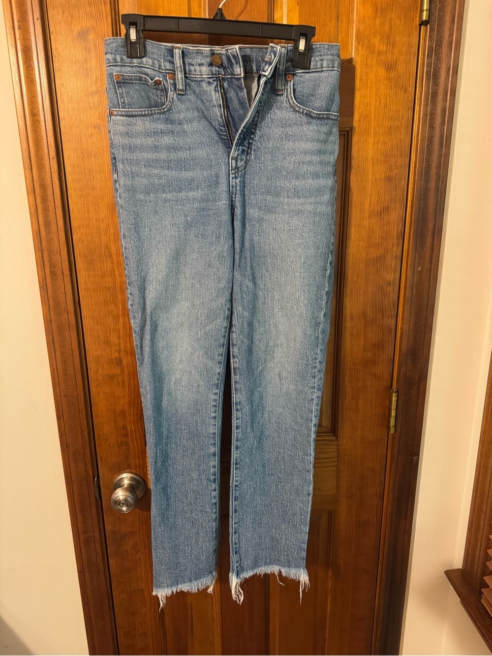Madewell Light Blue Straight-Leg Jeans with Raw Hem